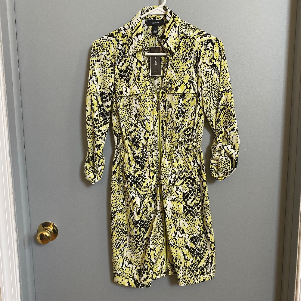Alfani Lime Green Snake Print Dress
